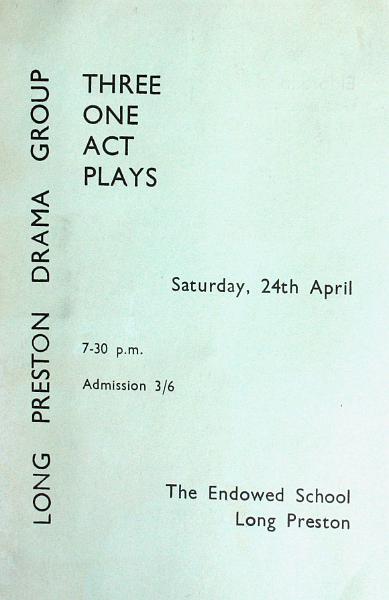 Drama Group Programme - p1.JPG - Long Preston Drama Group - Programme for "Three One Act Plays"